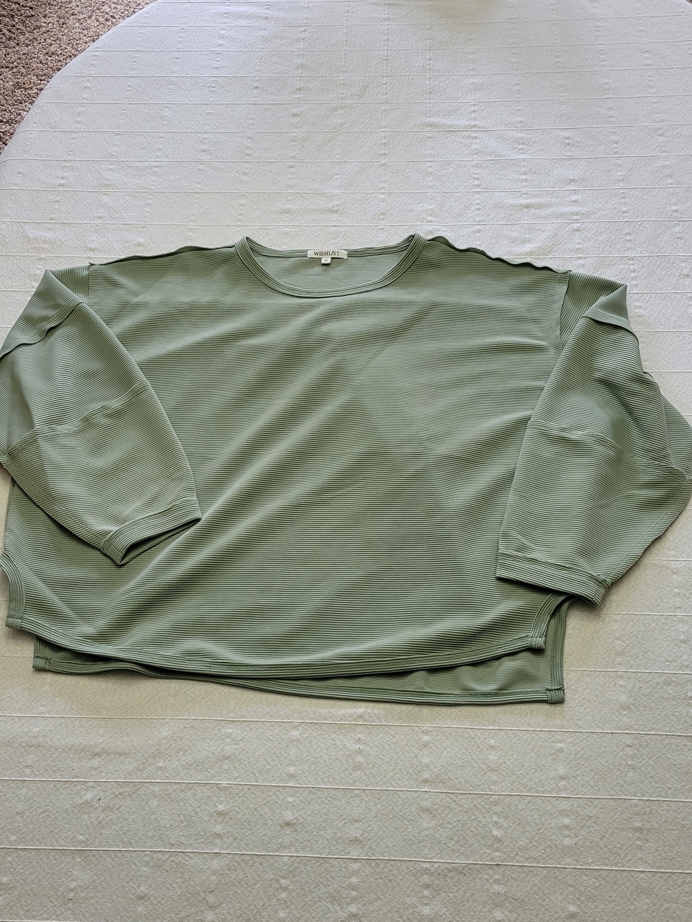 Wishlist Sage Green Lightweight Ribbed Long Sleeve Top